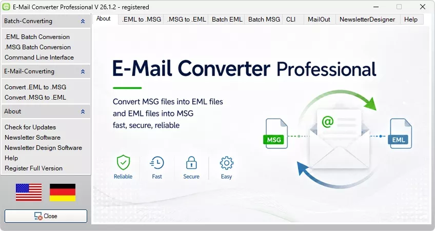 E-Mail Converter Professional for MSGtoEML and EMLtoMSG conversion