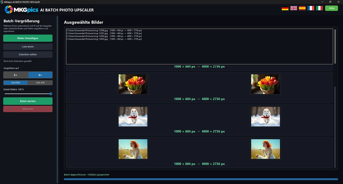 Batch KI Bilder hochskalieren Screenshot