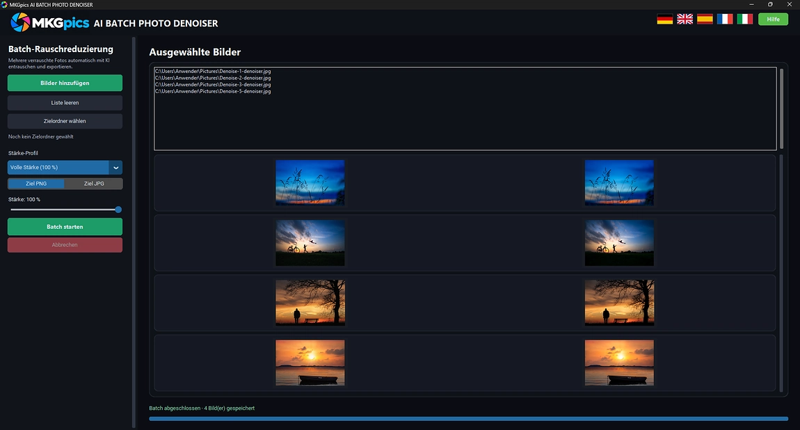 Batch KI Bildrauschen entfernen Screenshot