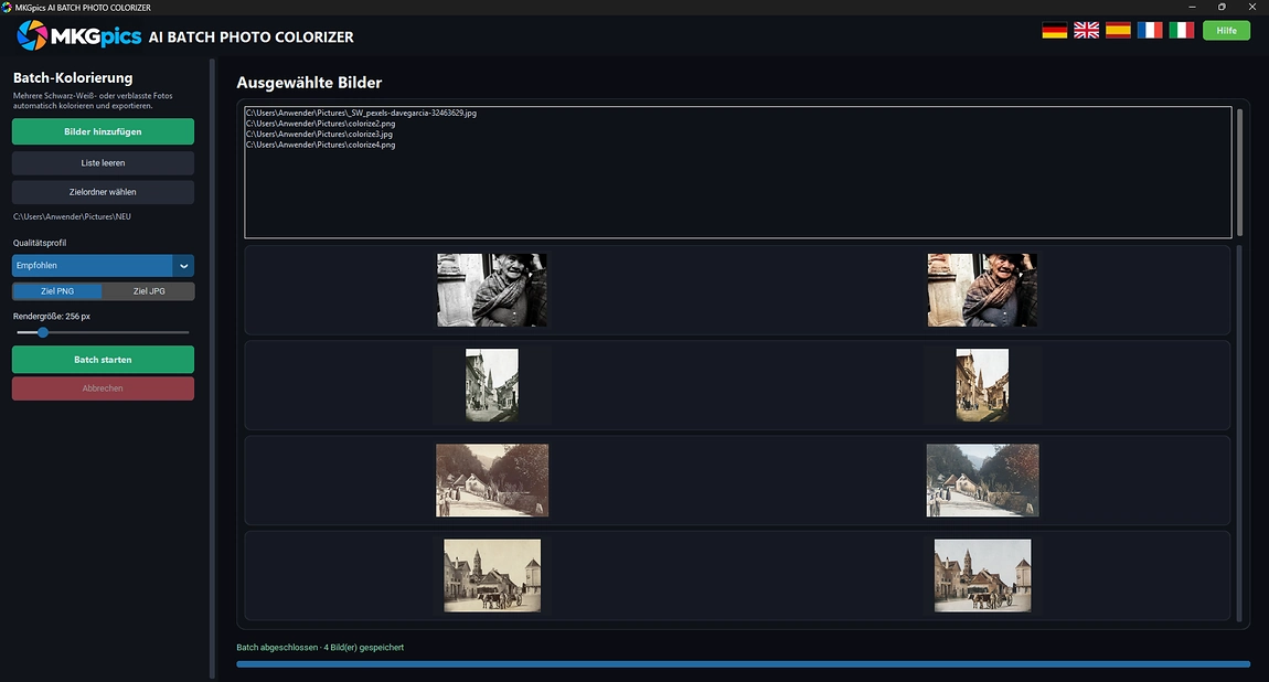 Batch KI Schwarz Weiß Fotos einfärben Screenshot