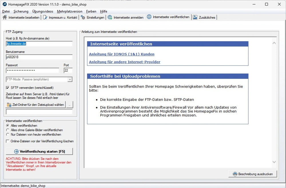 Homepage Baukasten Software ohne Abo
