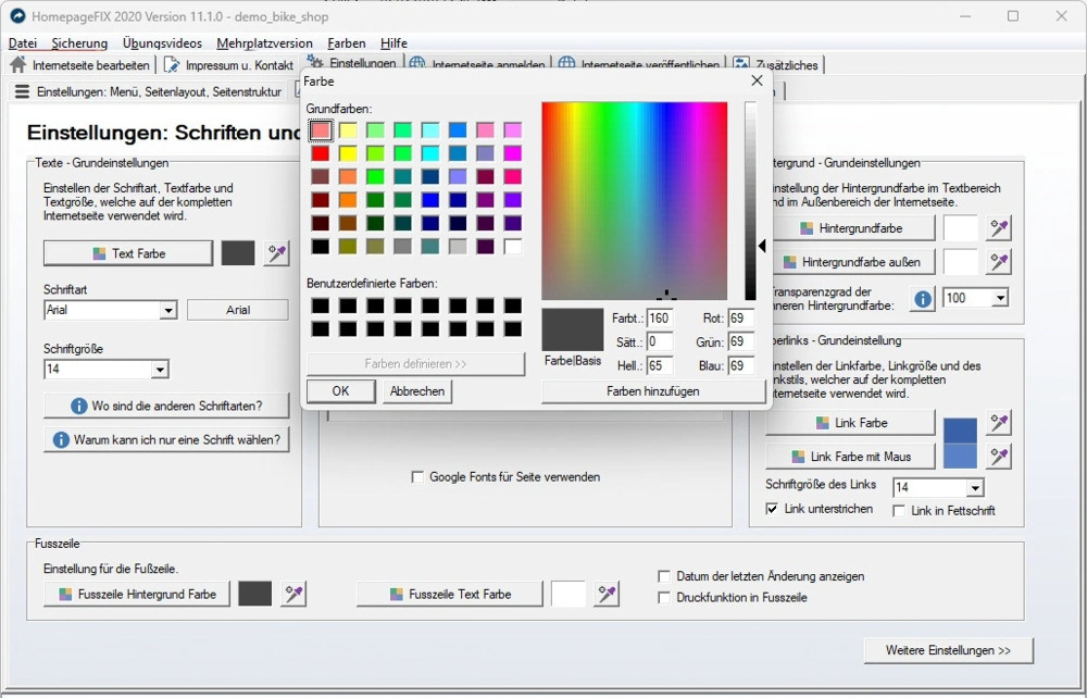 Homepage Baukasten Software
