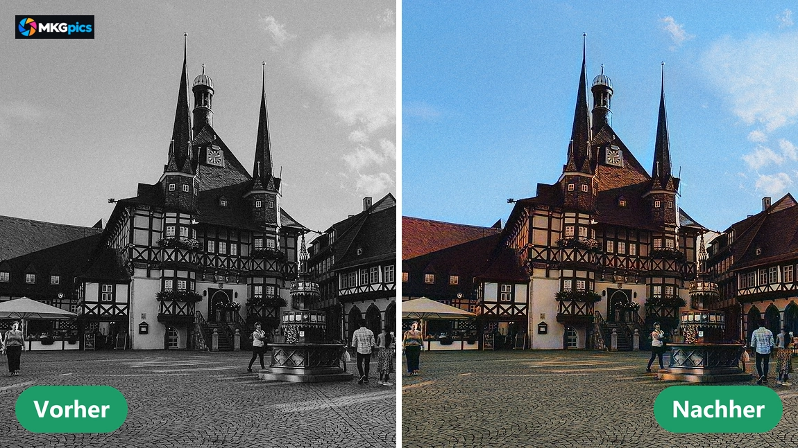Vorher nachher Vergleich Fotos bearbeiten mit KI