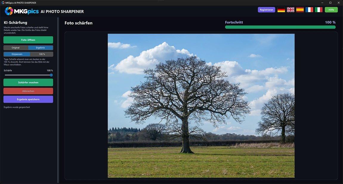Bilder schärfen mit KI Screenshot