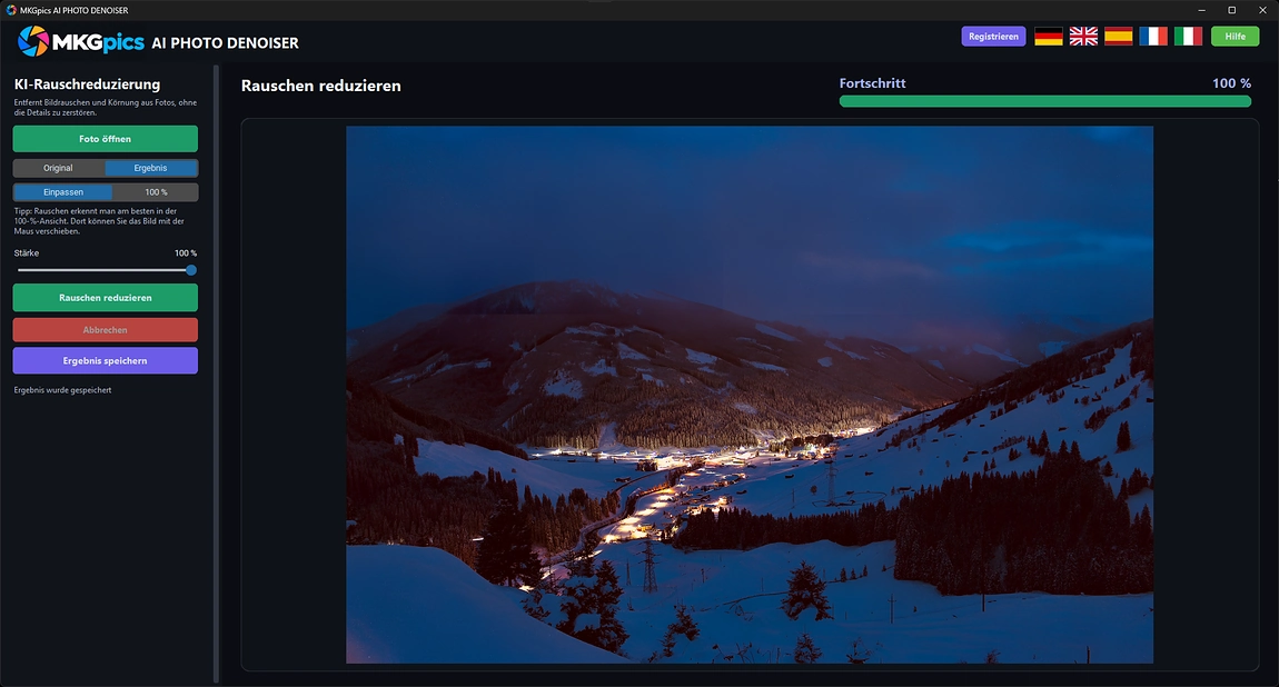 Bildrauschen entfernen KI Screenshot