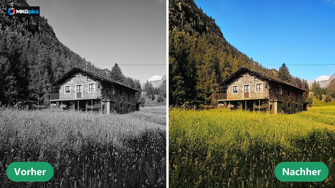 Vorher nachher Vergleich alte Fotos kolorieren mit KI
