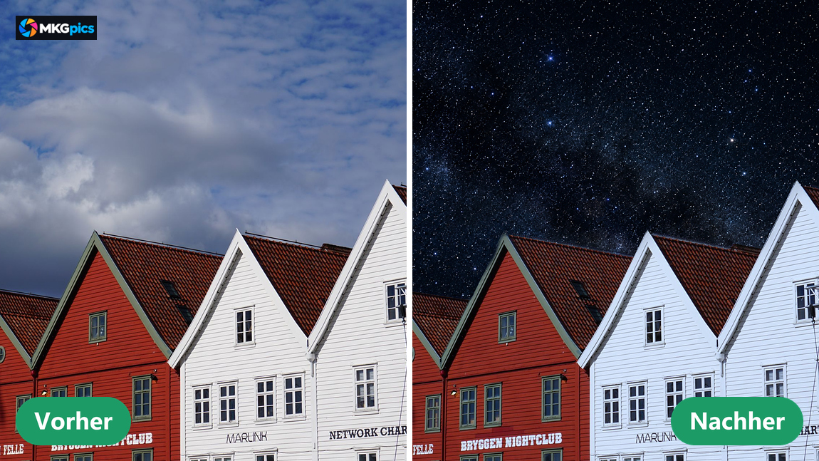 Vorher nachher Himmel in Fotos ersetzen KI
