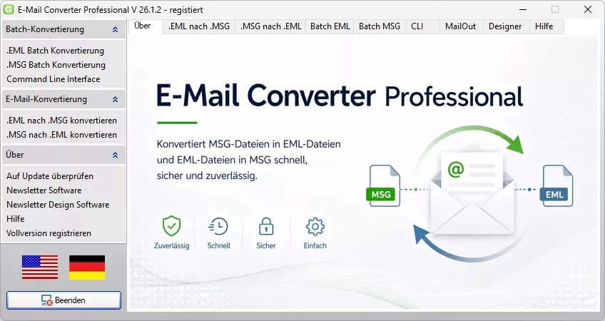E-Mail Converter Professional für MSGtoEML und EMLtoMSG Konvertierung